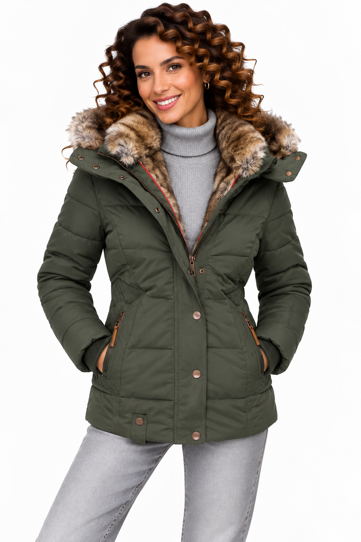 Sophie – Gewatteerde Winterjas met Bontcapuchon