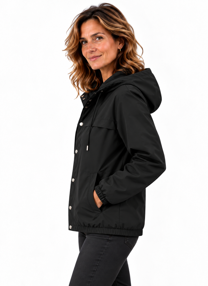 Mila – Casual Jas met Capuchon en Drukknopen