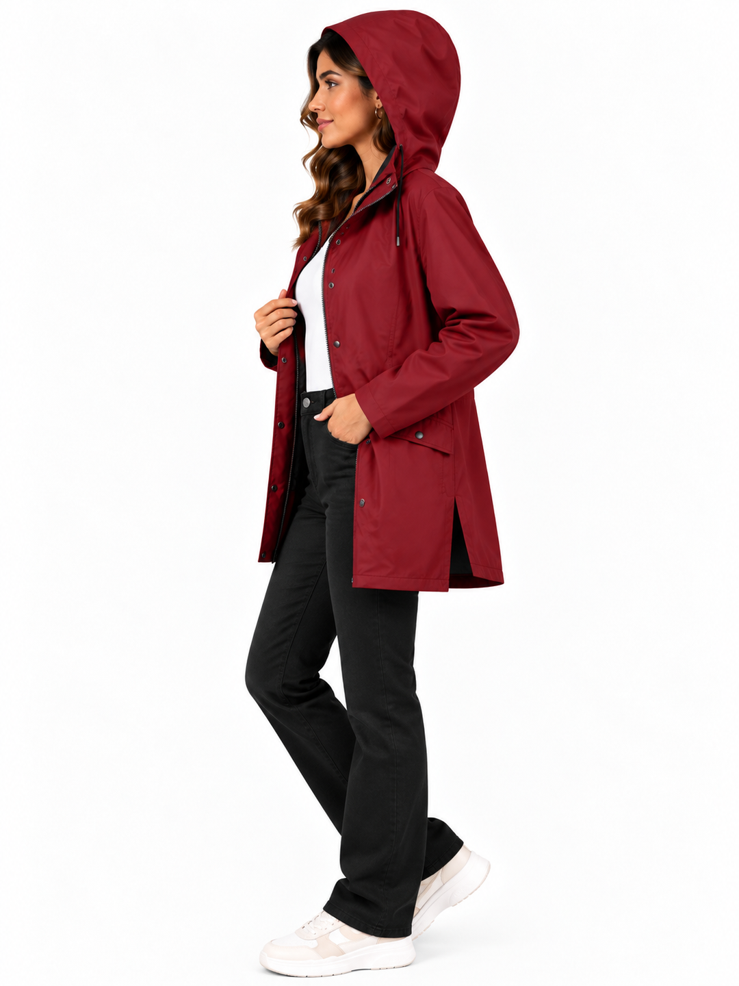 Mila – Lange Jas met Capuchon en Ritssluiting