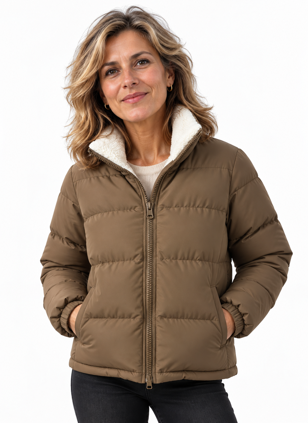 Sophie – Gewatteerde Winterjas met Hoge Kraag