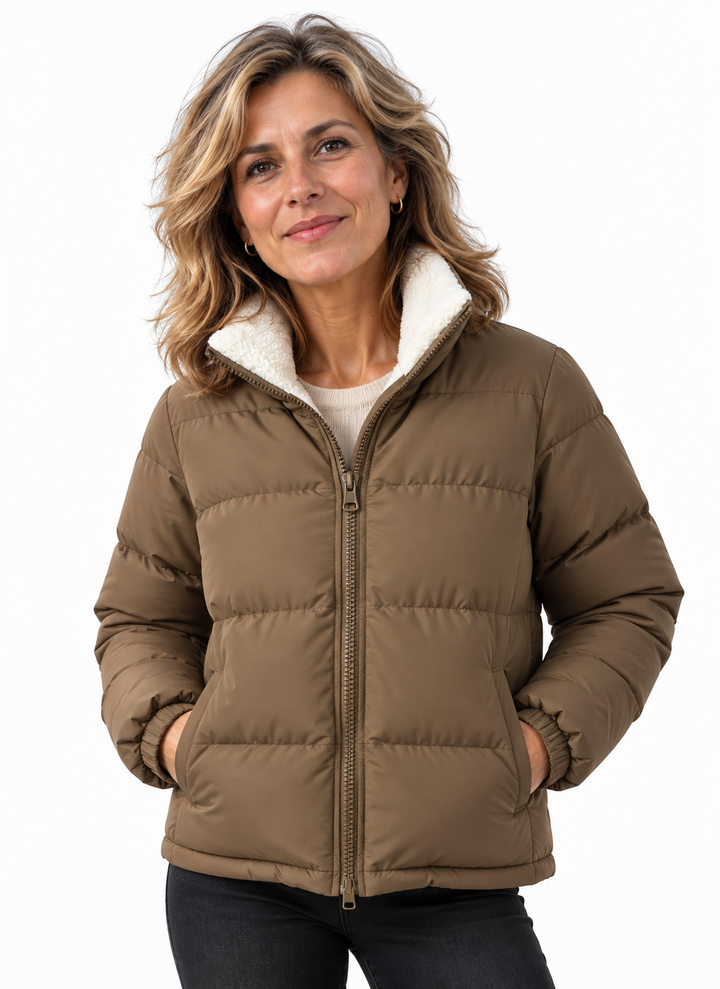Sophie – Gewatteerde Winterjas met Hoge Kraag