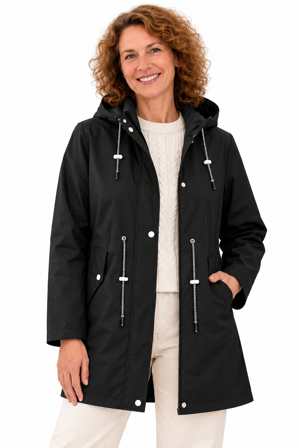 Mila – Lange Jas met Capuchon en Ritssluiting