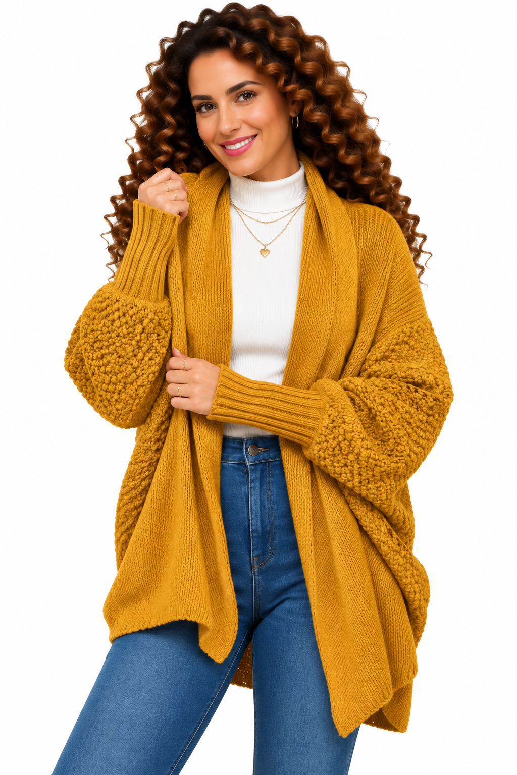 Femke – Oversized Gebreid Vest met Sjaalkraag