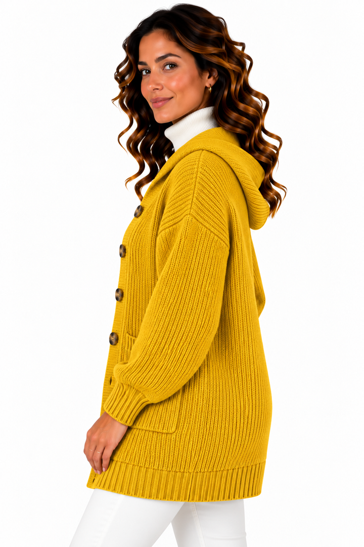 Femke – Gebreid Vest met Kraag en Knopen