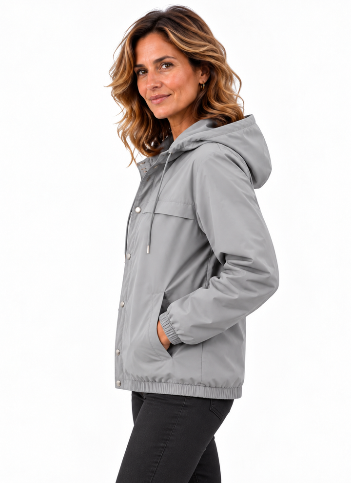 Mila – Casual Jas met Capuchon en Drukknopen