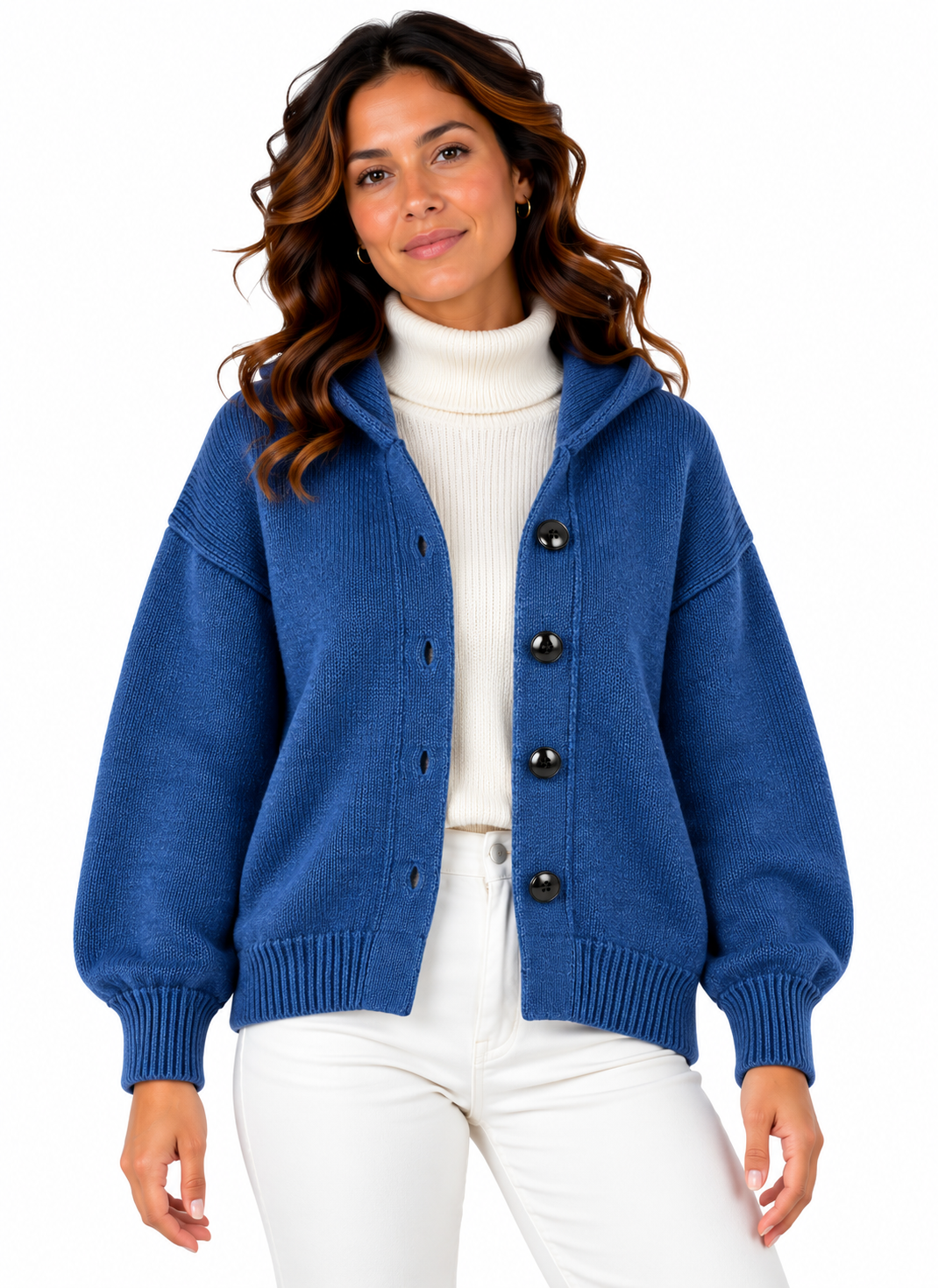Femke – Gebreid Vest met Kraag en Knopen
