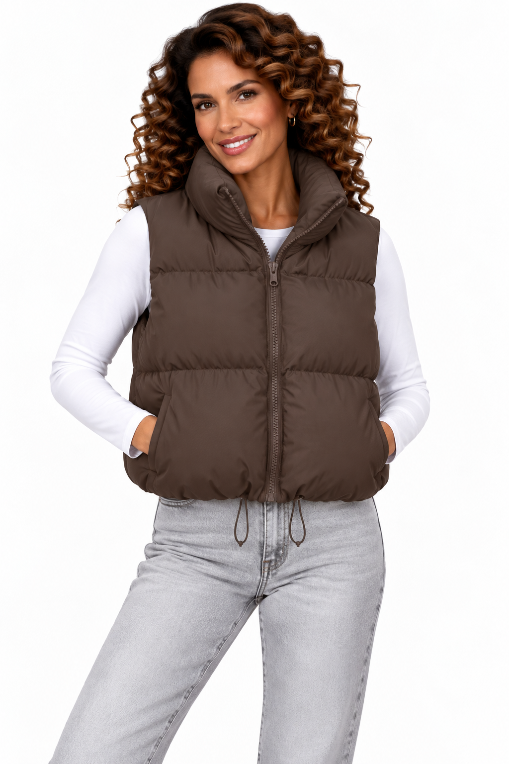 Fenna – Gewatteerde Bodywarmer met Hoge Kraag