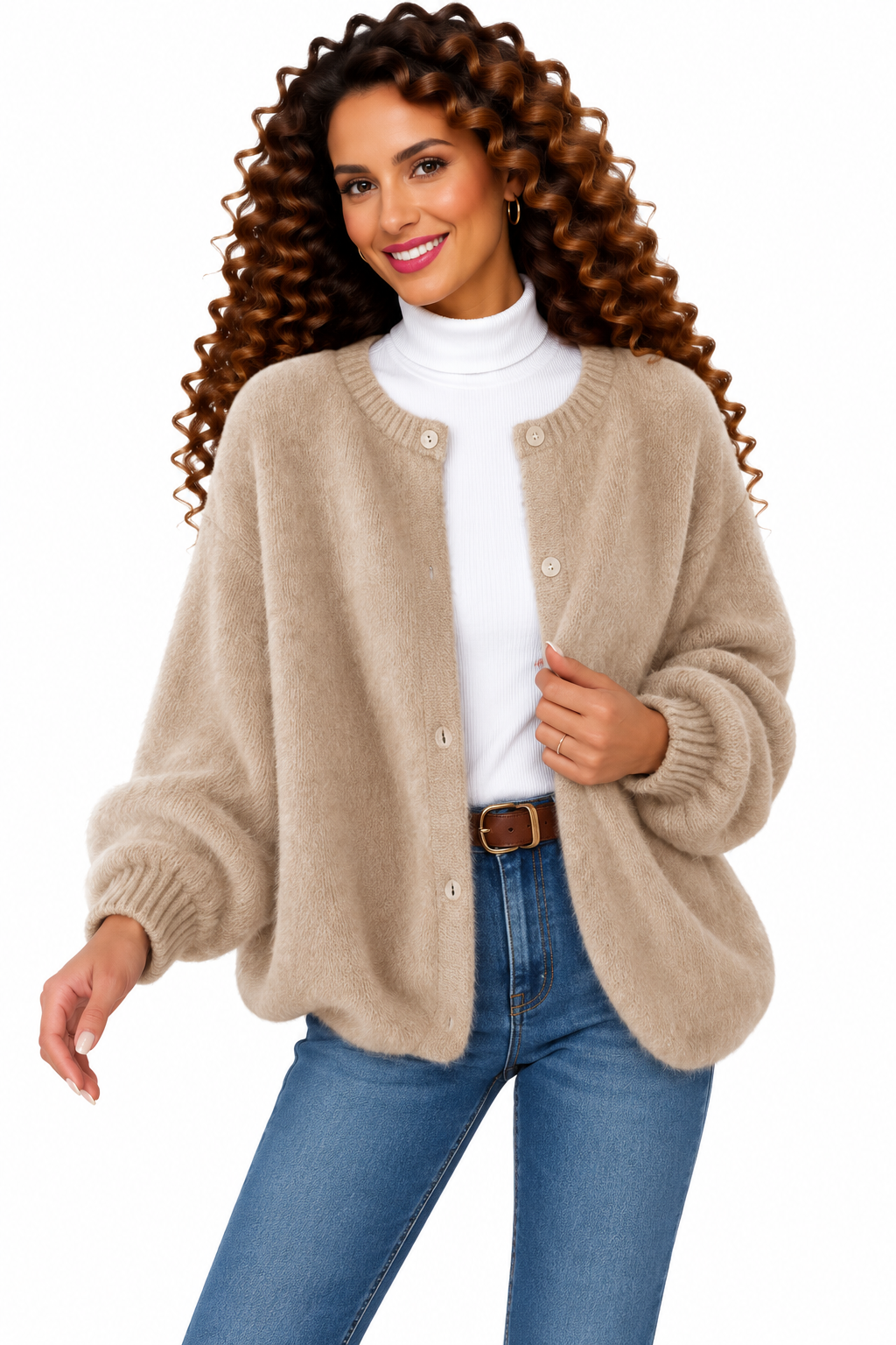 Femke – Zacht Oversized Gebreid Vest met Knopen