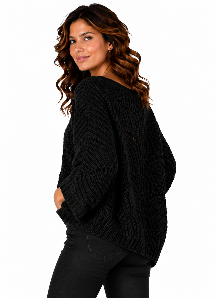Lotte – Oversized Gebreide Trui met Opengewerkt Patroon