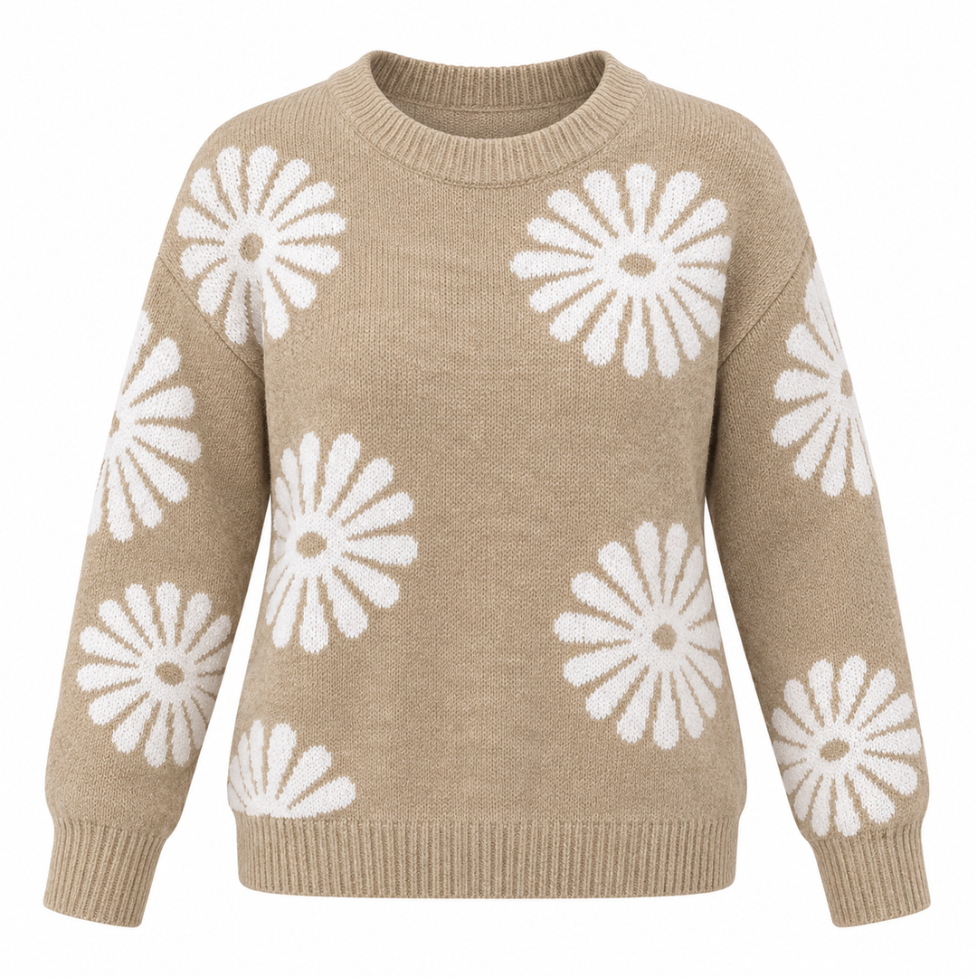 Lotte – Gebreide Trui met Bloemenprint