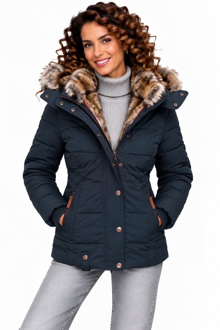 Sophie – Gewatteerde Winterjas met Bontcapuchon