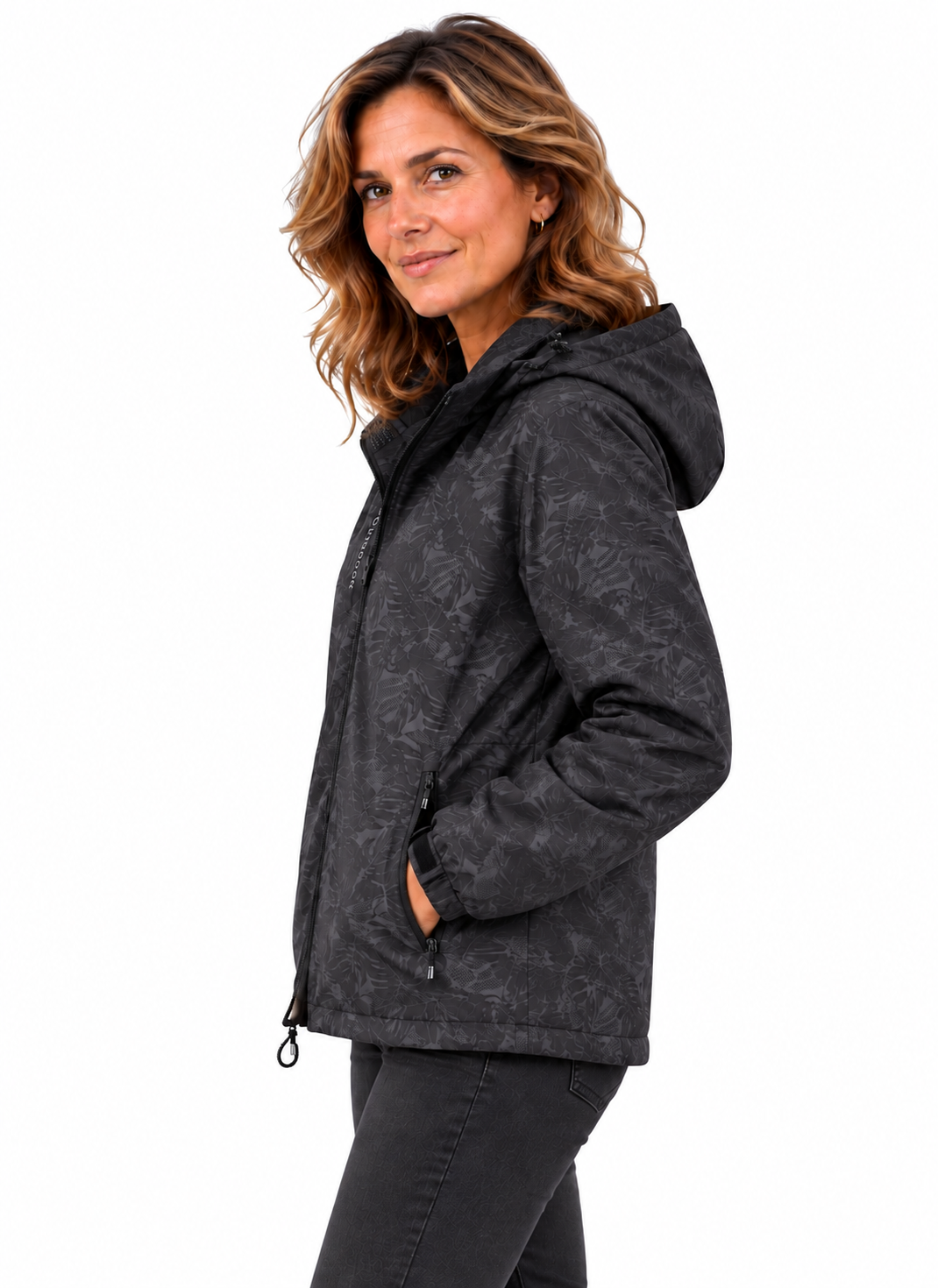 Mila – Sportieve Jas met Capuchon en Bloemenprint