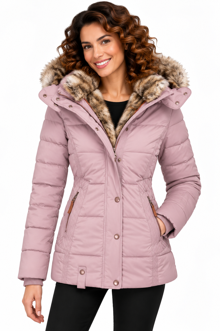 Sophie – Gewatteerde Winterjas met Bontcapuchon