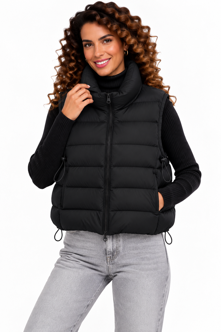 Fenna – Gewatteerde Bodywarmer met Hoge Kraag