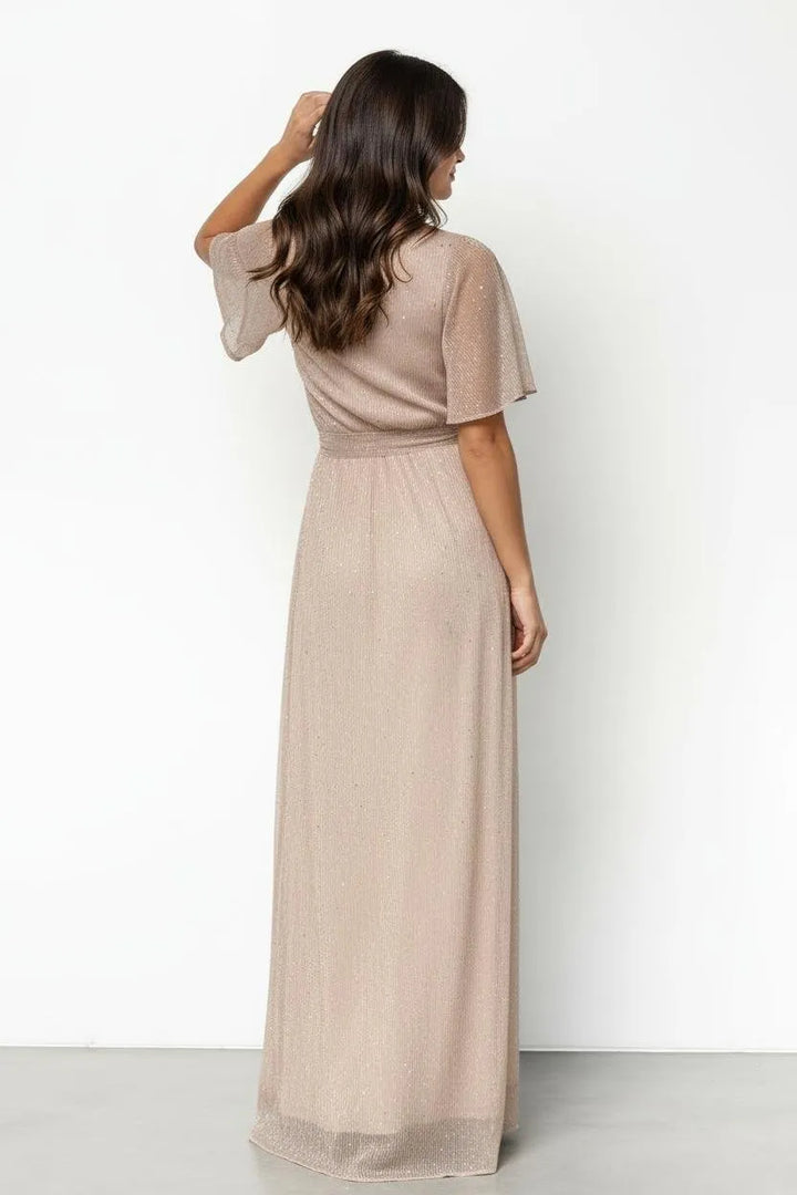 Jurk Dames Maxi Wrap Vlindermouw - Polyester