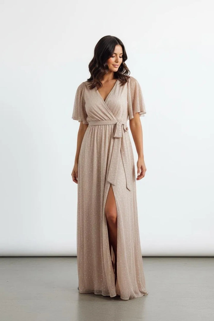 Jurk Dames Maxi Wrap Vlindermouw - Polyester