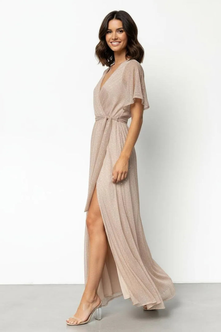 Jurk Dames Maxi Wrap Vlindermouw - Polyester