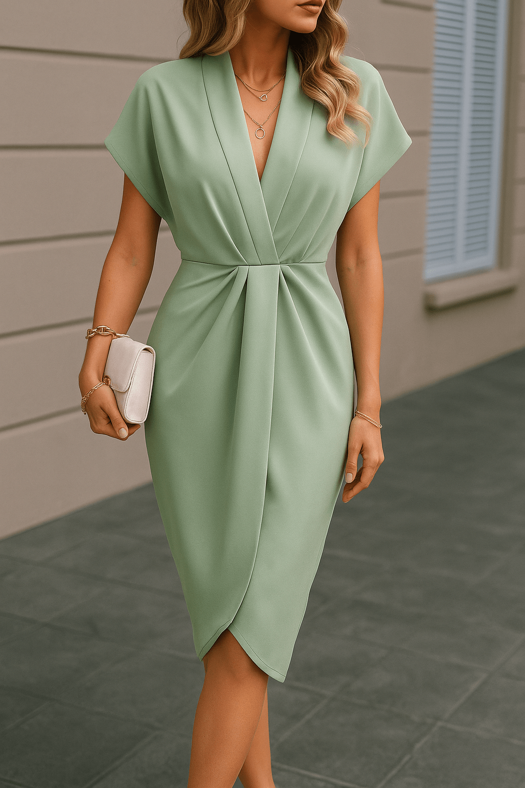 Jurk Dames Midi Wikkel Elegant - Polyester