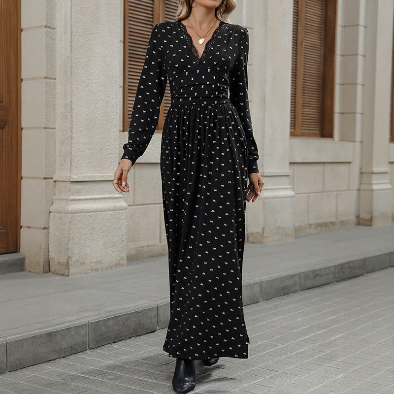 Jurk Dames Maxi Wikkel Kanten Detail - Polyester
