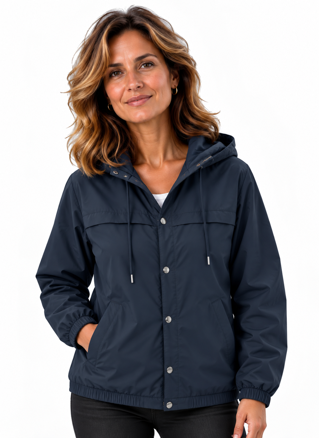 Mila – Casual Jas met Capuchon en Drukknopen