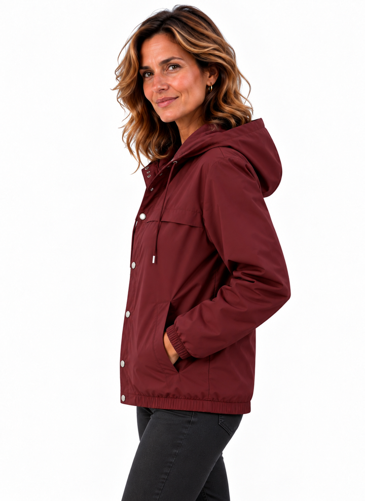 Mila – Casual Jas met Capuchon en Drukknopen