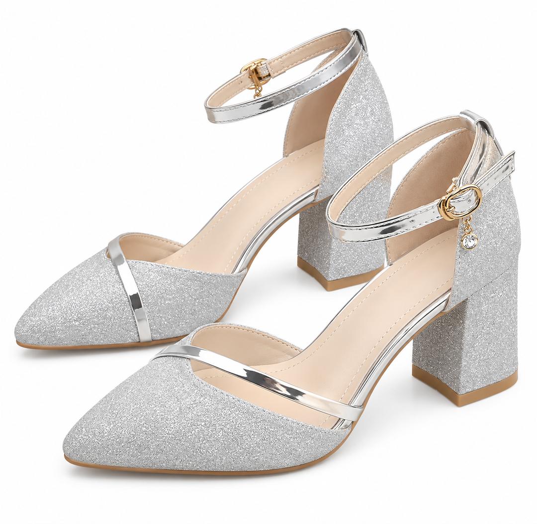 Sanne – Elegante Pumps met Glitters en Blokhak