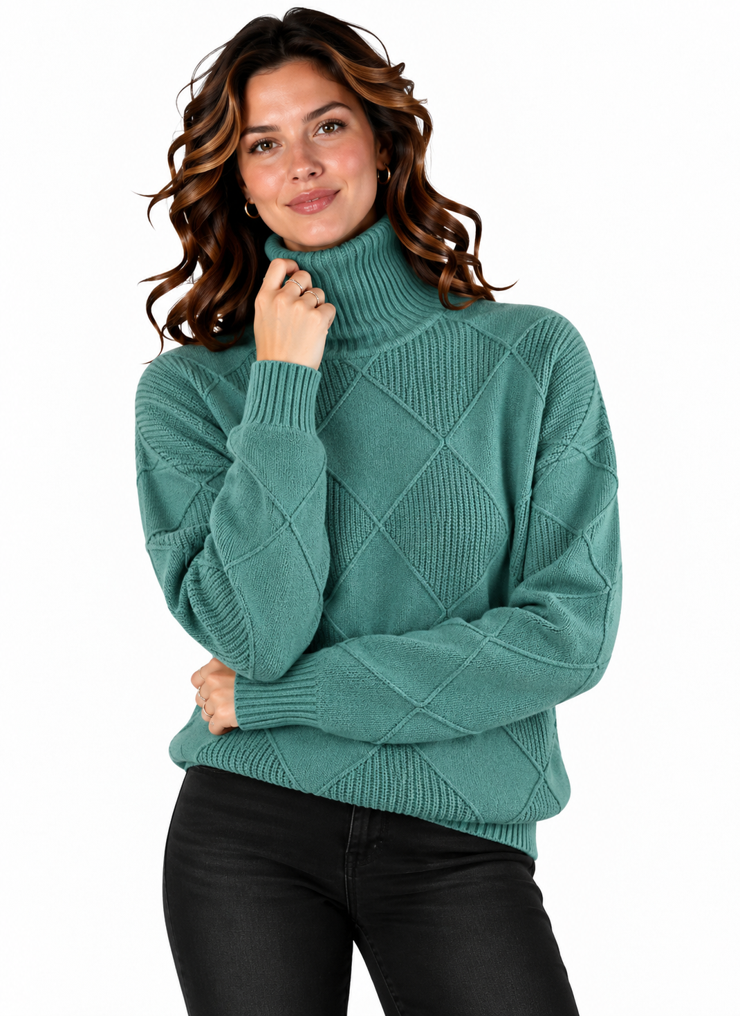 Lotte – Elegante Gebreide Trui met Ruitpatroon en Col