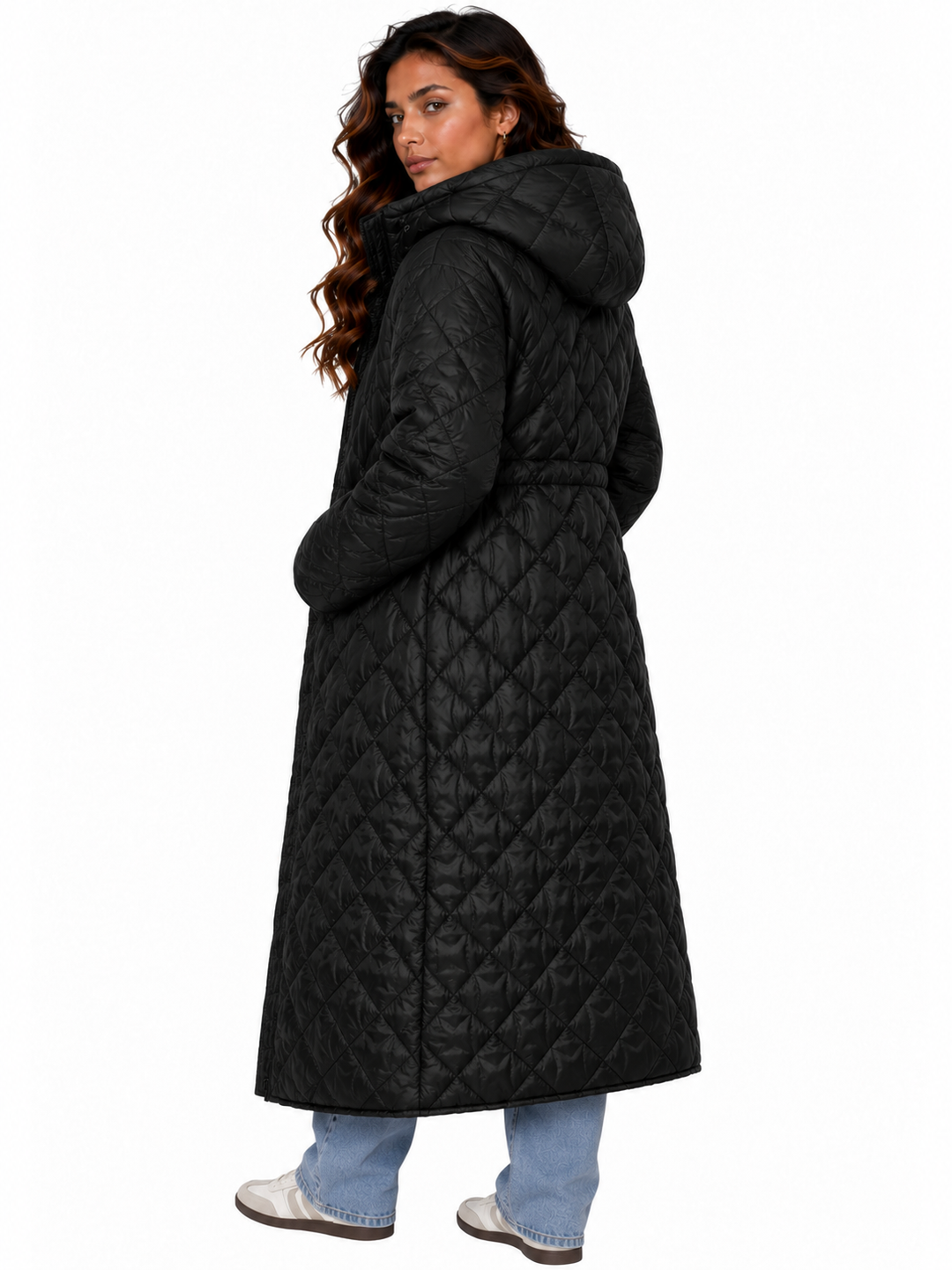 Sophie – Extra Lange Gewatteerde Winterjas met Capuchon