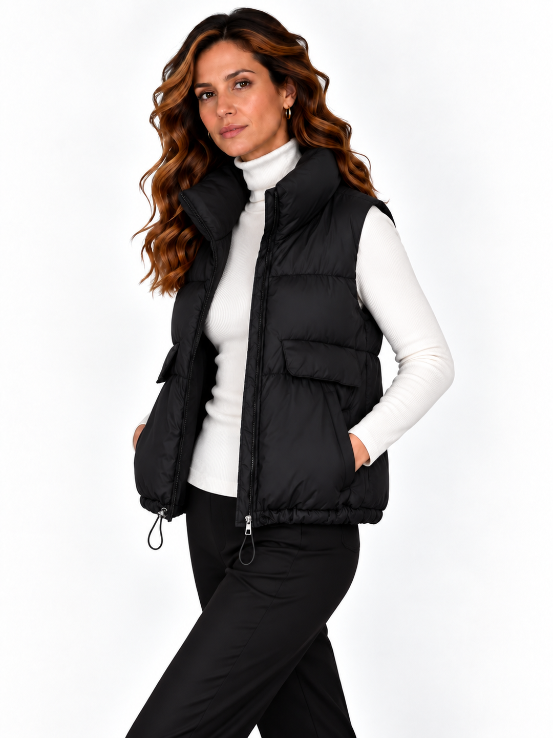 Fenna – Gewatteerde Bodywarmer met Hoge Kraag