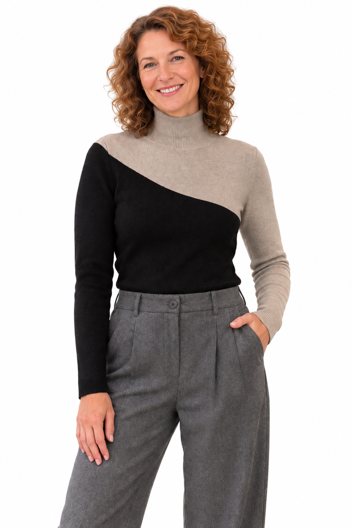 Lotte – Elegante Gebreide Trui met Opstaande Kraag