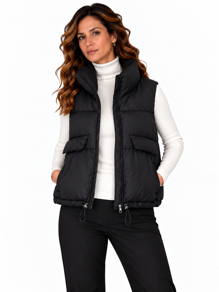 Fenna – Gewatteerde Bodywarmer met Hoge Kraag