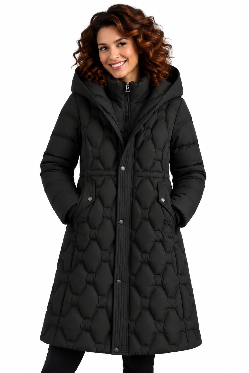 Sophie – Lange Gewatteerde Winterjas met Capuchon
