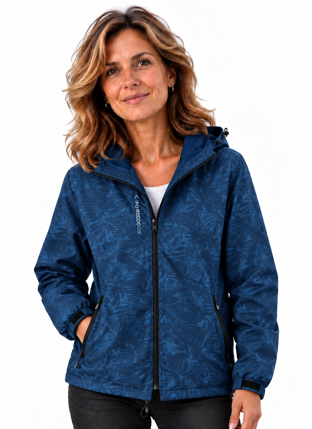 Mila – Sportieve Jas met Capuchon en Bloemenprint