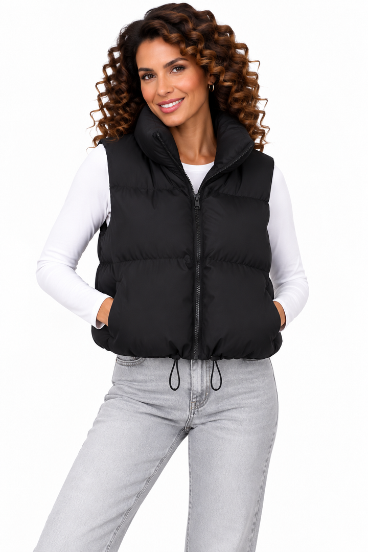Fenna – Gewatteerde Bodywarmer met Hoge Kraag
