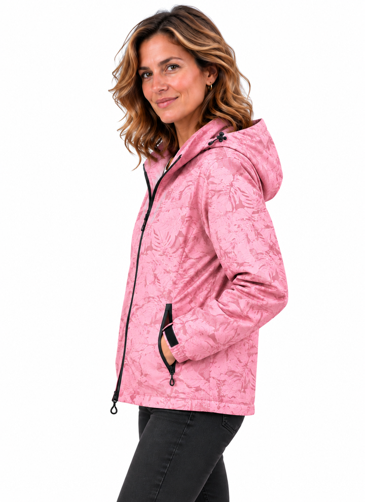 Mila – Sportieve Jas met Capuchon en Bloemenprint