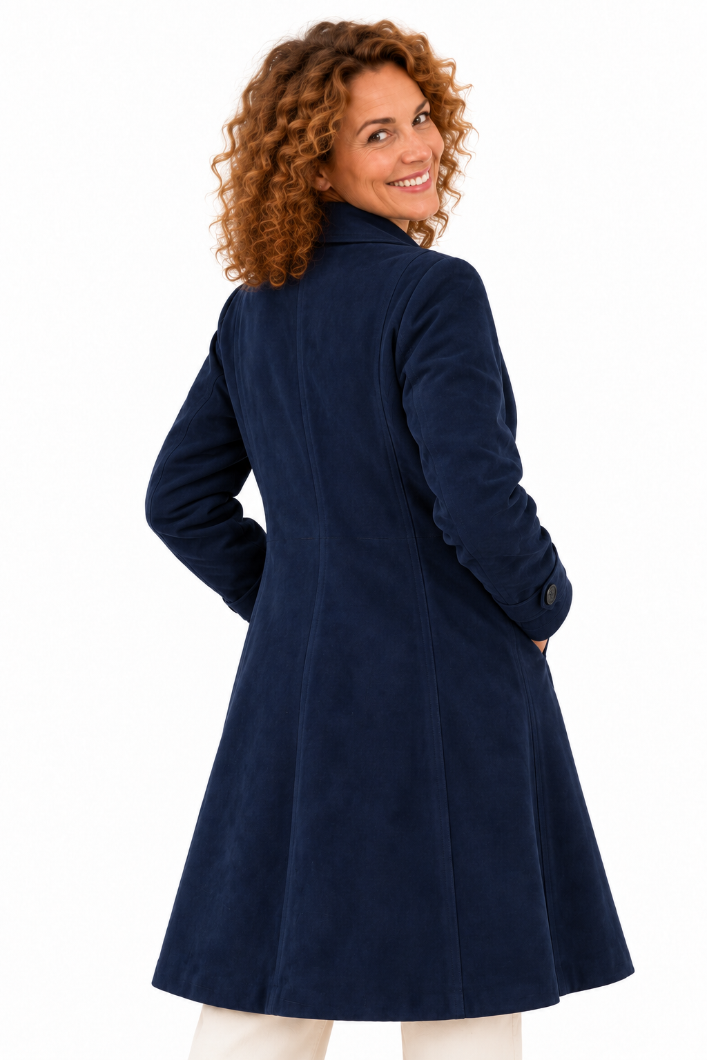 Emma – Elegante Lange Mantel in Suèdelook