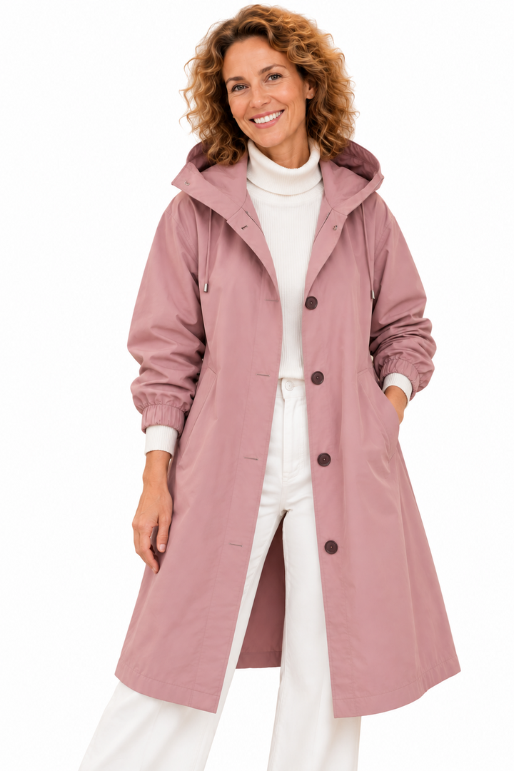 Emma – Lange Jas met Capuchon en Knopen