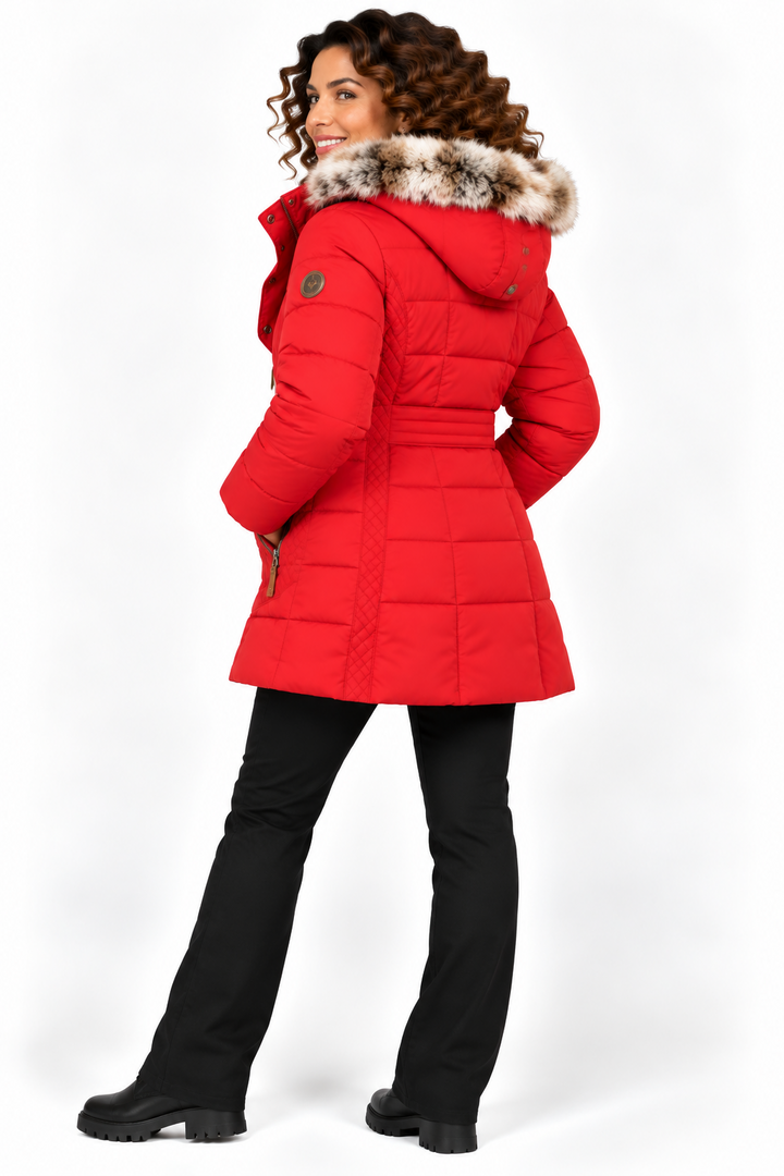 Sophie – Gewatteerde Winterjas met Bontcapuchon