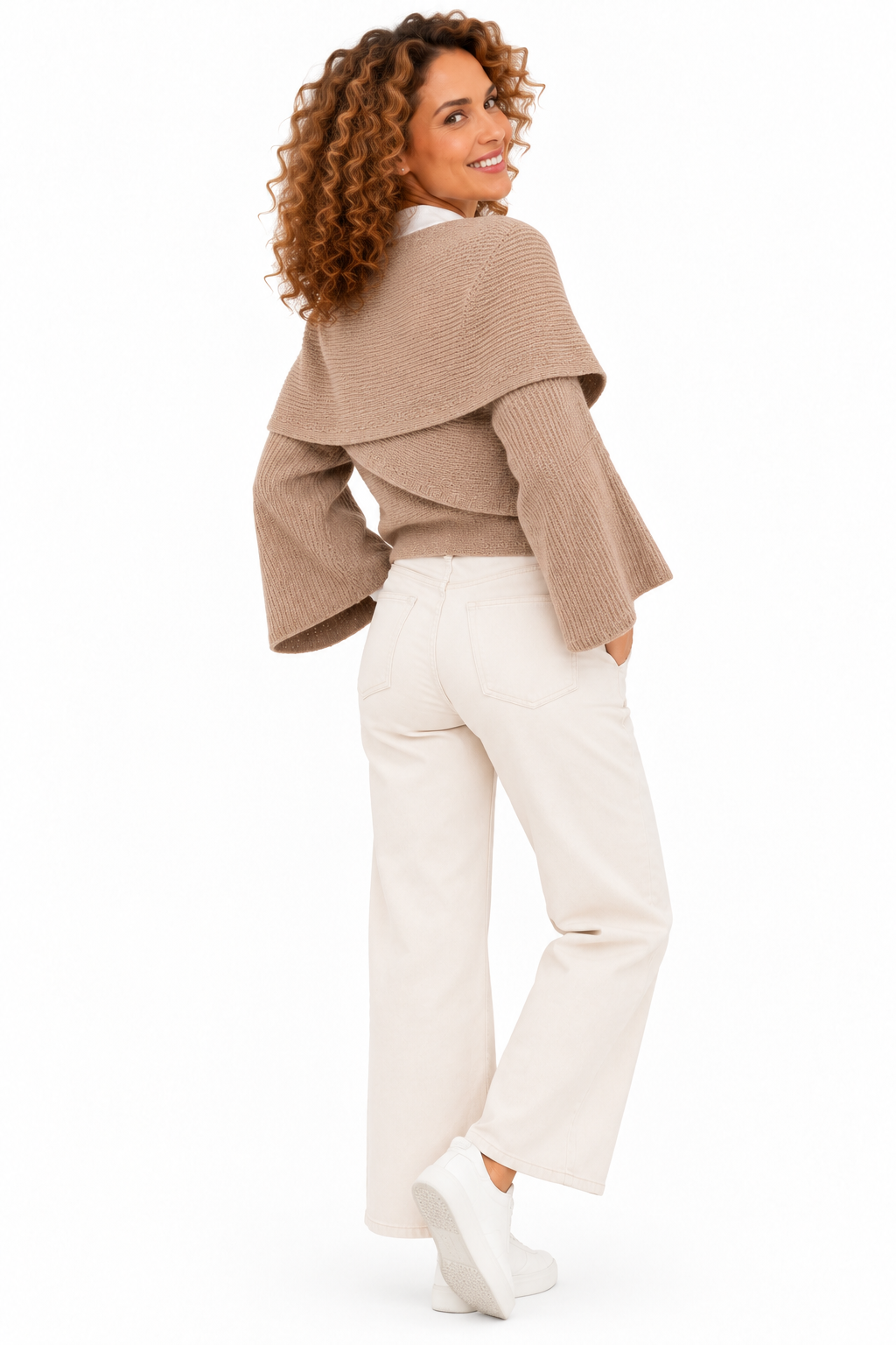 Lotte – Elegante Gebreide Poncho met Wijde Mouwen
