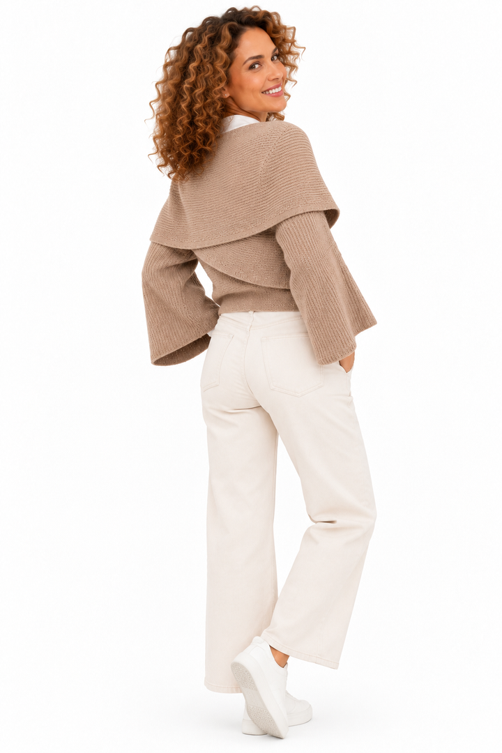 Lotte – Elegante Gebreide Poncho met Wijde Mouwen