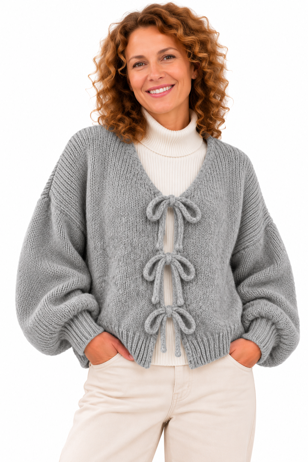 Femke – Zacht Gebreid Vest met Striksluiting