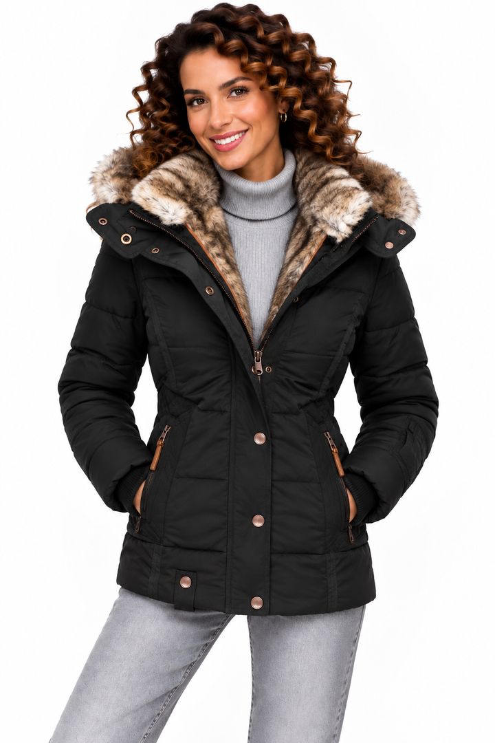 Sophie – Gewatteerde Winterjas met Bontcapuchon
