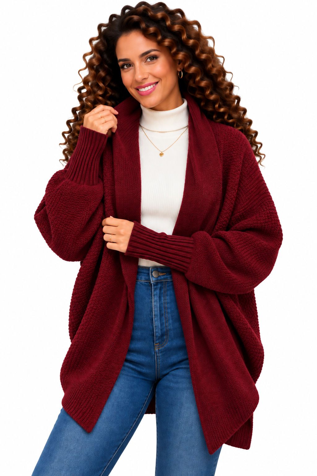 Femke – Oversized Gebreid Vest met Sjaalkraag