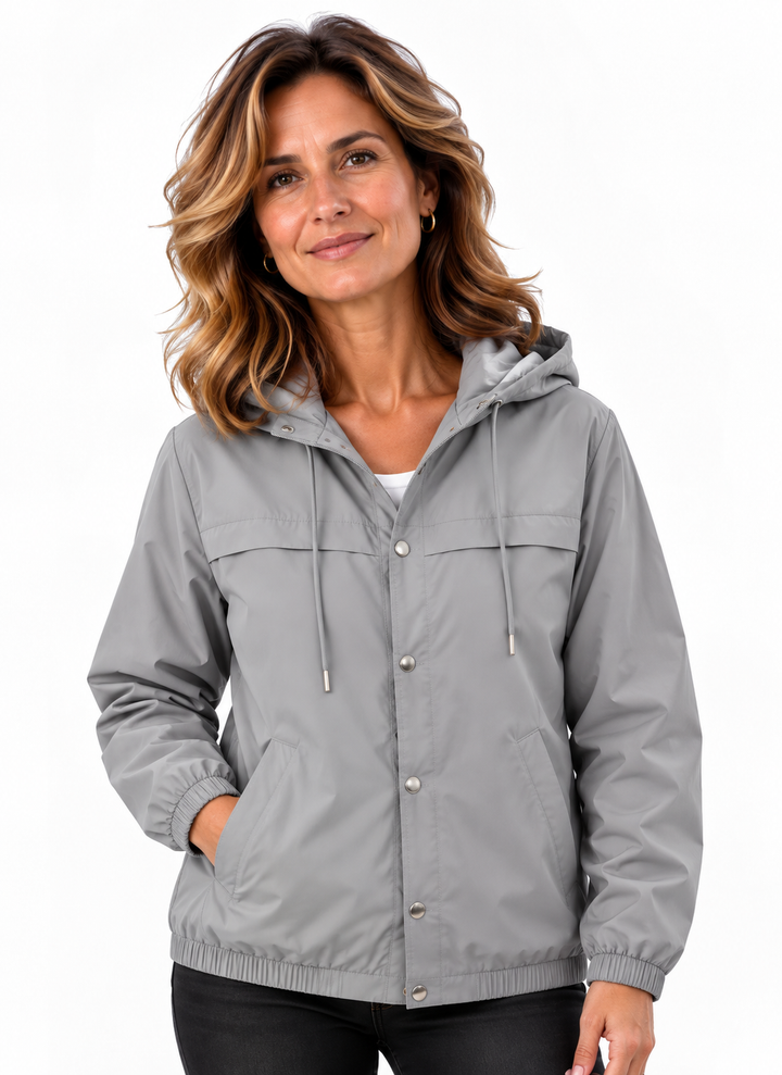 Mila – Casual Jas met Capuchon en Drukknopen