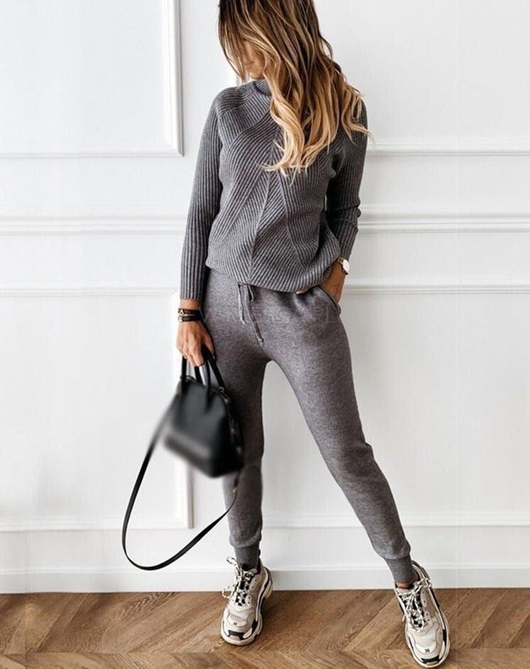 Co-ord Set Dames Coltrui &amp; Broek Gebreid – Loungewear | Miss Madera