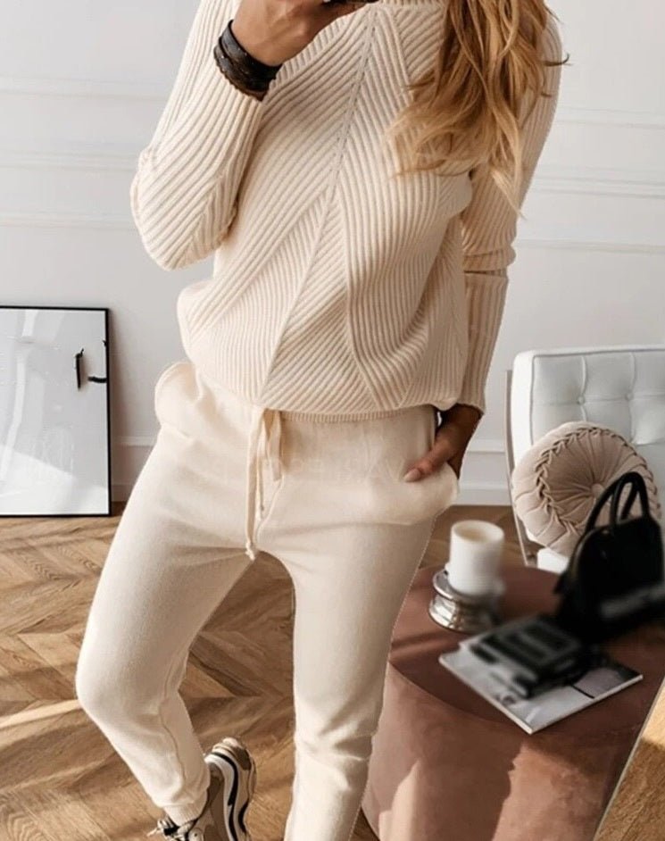 Co-ord Set Dames Coltrui &amp; Broek Gebreid – Loungewear | Miss Madera