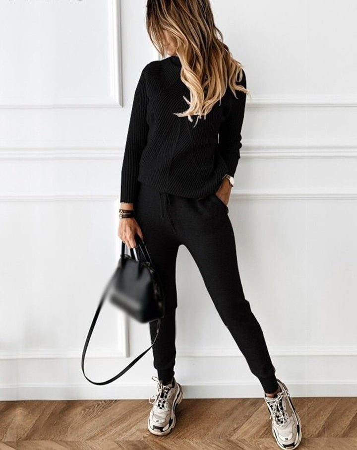 Co-ord Set Dames Coltrui &amp; Broek Gebreid – Loungewear | Miss Madera