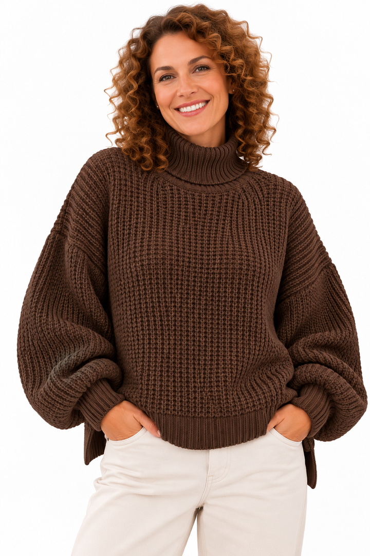 Lotte – Oversized Gebreide Coltrui met Pofmouwen