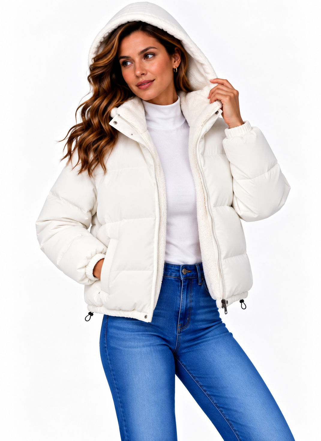 Sophie – Gewatteerde Winterjas met Capuchon en Teddyvoering