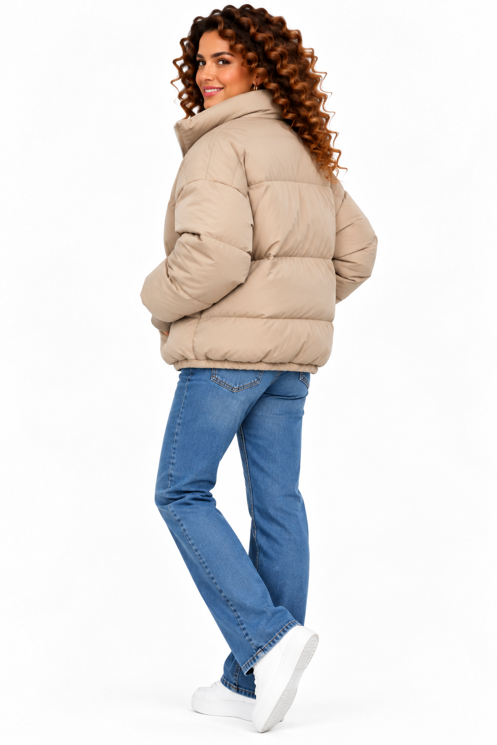 Sophie – Kort Gewatteerd Winterjack met Hoge Kraag